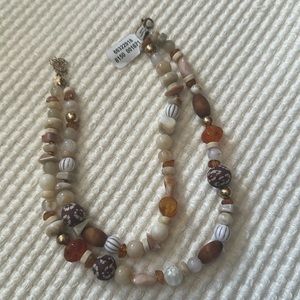 Free people wood and glass necklace. NWT